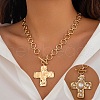 Alloy & Imitation Pearl Cross Pendant Necklaces for Women FS-WG9EBF4-01-2