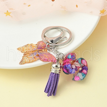 Resin Letter & Acrylic Butterfly Charms Keychain KEYC-YW00001-19-1