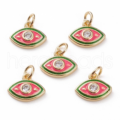 Brass Micro Pave Clear Cubic Zirconia Charms KK-C100-15G-C01-1