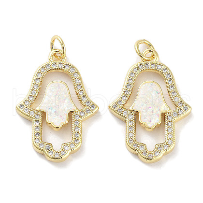 Brass Micro Pave Clear Cubic Zirconia Pendants KK-L213-039G-03-1