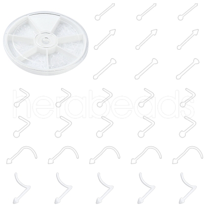 120Pcs 6 Style Acrylic L-Shaped Nose Ring AJEW-YW0001-11A-1