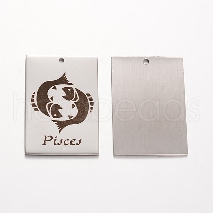 Tarnish Resistant Rectangle Stainless Steel Pendants STAS-M259-01-AAA-1