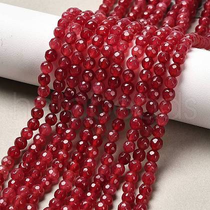 Dyed Natural White Jade Round Beads Strands G-E311-4mm-03-1