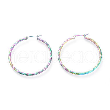 Electroplated 304 Stainless Steel Big Hoop Earrings EJEW-G258-02A-1