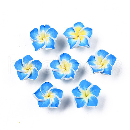 Handmade Polymer Clay 3D Flower Plumeria Beads CLAY-Q192-15mm-05-1