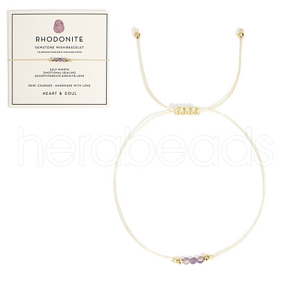 Natural Rhodochrosite Braided Beads Bracelets for Women LU0568-9-1