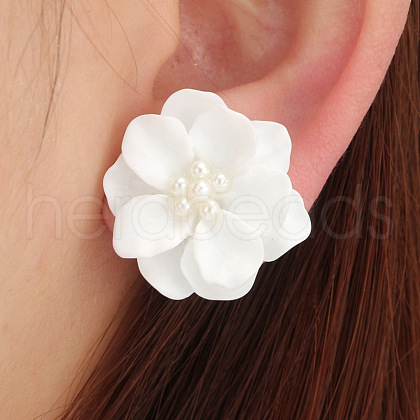 Flower Alloy Resin Stud Earrings FS-WG5AFB8-01-1