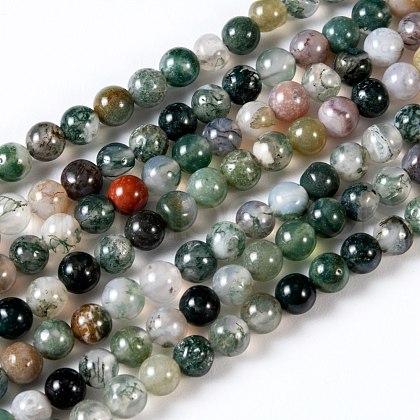 Round Natural Indian Agate Beads Strands G-S122-6mm-1