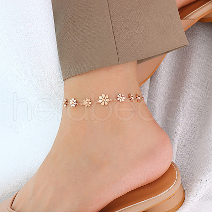 Daisy 304 Stainless Steel Charms Anklets WG455CF-03-1