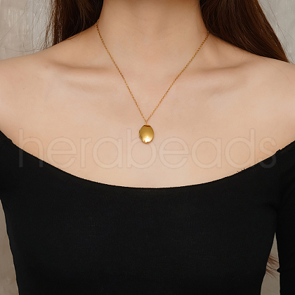 Simple Design Stainless Steel Oval Locket Pendant Necklaces for Women Daily Wear DZ0205-1