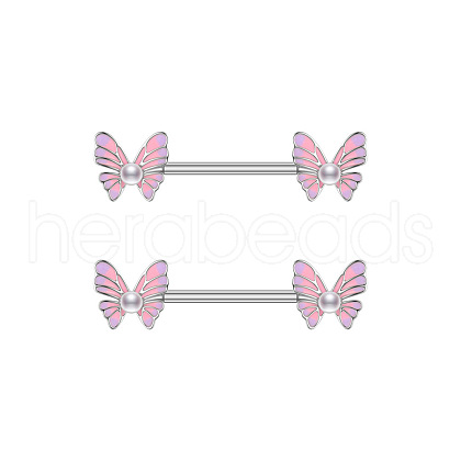 304 Stainless Steel Enamel Butterfly Nipple Barbells WG20A72-05-1
