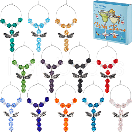 Glass Wine Glass Charms AJEW-SC0002-36-1