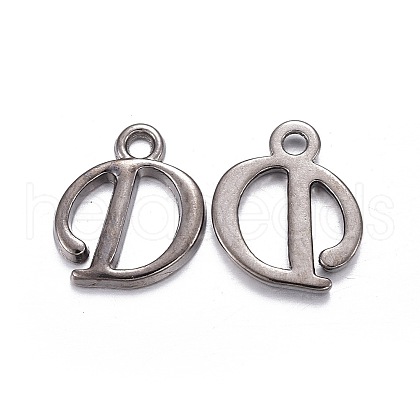 Gunmetal Plated Alloy Letter Pendants PALLOY-P097-03-D-1