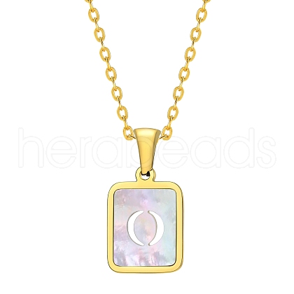 Shell Rectangle Pendant Initial Necklaces PW-WGEBFCF-15-1