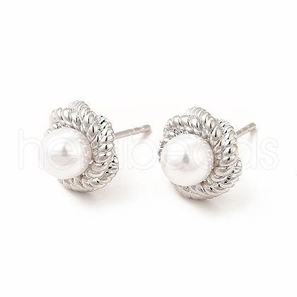 Rack Plating Brass Stud Earrings for Women EJEW-H091-19P-1
