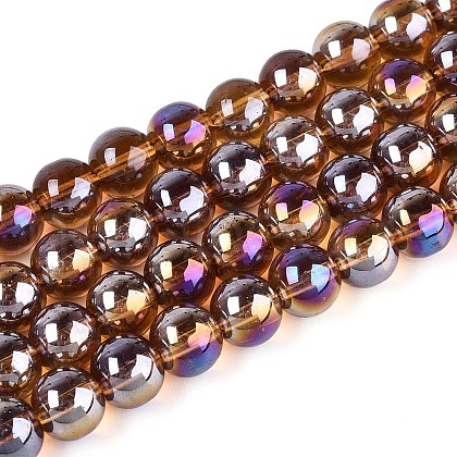 Electroplate Transparent Glass Beads Strands GLAA-T032-T8mm-AB23-1