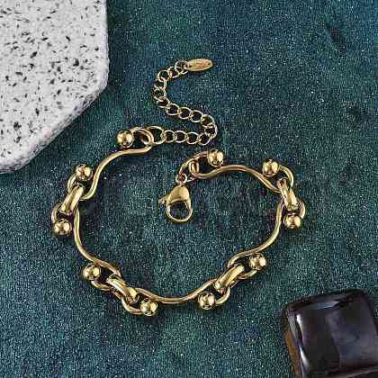 304 Stainless Steel Link Chain Bracelets for Women BJEW-F488-09G-1
