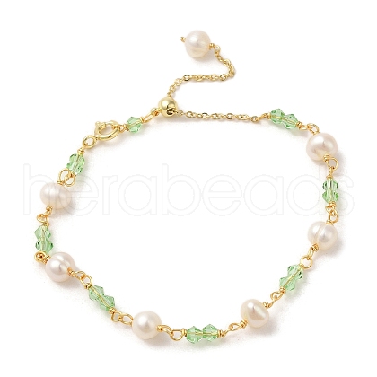 Glalss & Natural Pearl Beaded Bracelets BJEW-C051-46G-1