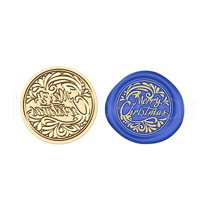 Merry Christmas Wax Seal Brass Stamp Head AJEW-Z031-04G-18-1