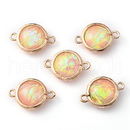 Resin Imitation Opal Connector Charms RESI-WH0021-55F-1