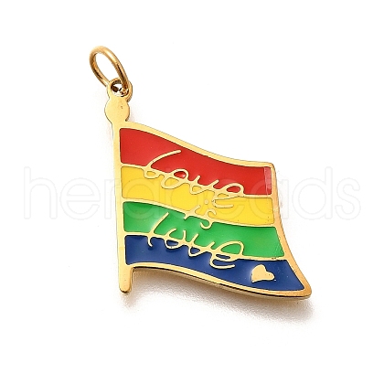 Pride 304 Stainless Steel Enamel Pendants STAS-B079-01G-08-1