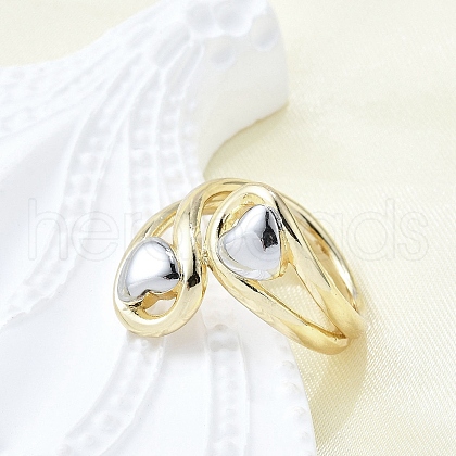 Brass Cuff Rings for Women RJEW-G347-10GP-1