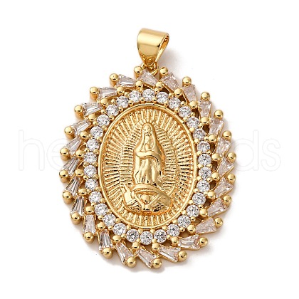 Brass Micro Pave Clear Cubic Zirconia Pendants KK-U076-13G-1
