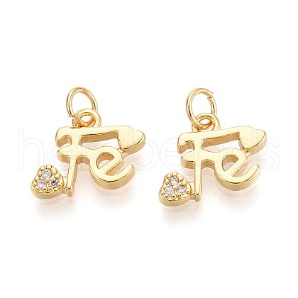 Brass Micro Pave Cubic Zirconia Charms KK-N265-31G-1