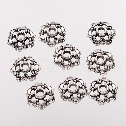 6-Petal Filigree Flower Tibetan Silver Fancy Bead Caps AA0502-NF-1