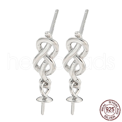 Rhodium Plated 925 Sterling Silver Stud Earring Findings STER-Q192-25P-1