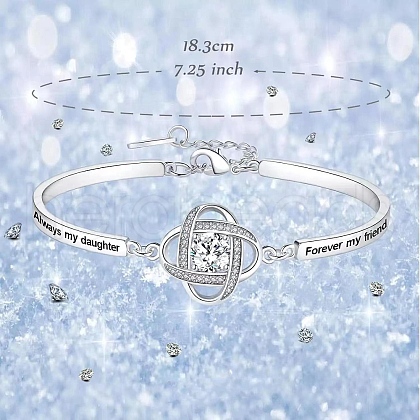 Monther's Day Clover Brass Pave Clear Cubic Zirconia Link Bracelets for Women FS-WG027DA-01-1