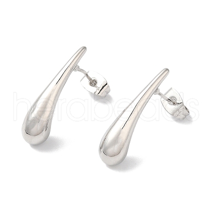 Teardrop Brass Ear Studs EJEW-P281-01P-1
