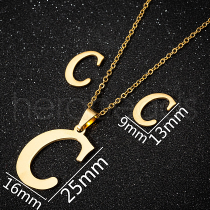 201 Stainless Steel Pendant Necklaces & Stud Earrings Sets WG00841-50-1