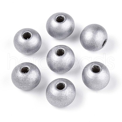 Spray Painted Round Natural Schima Wood Beads WOOD-A018-12mm-03-1