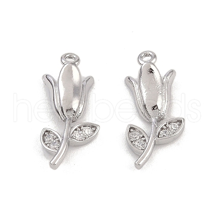 Brass Micro Pave Clear Cubic Zirconia Pendants KK-K351-43A-P-1