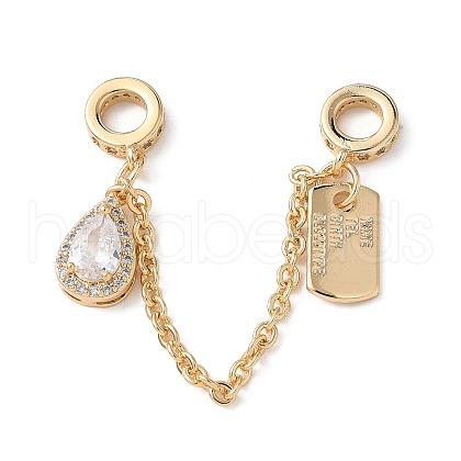 Brass Micro Pave Clear Cubic Zirconia Cable Chain European Beads KK-G531-07C-G-1