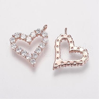 Brass Micro Pave Grade AAA Cubic Zirconia Charms ZIRC-G086-01RG-NR-1