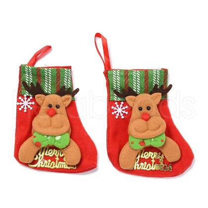 Cloth Hanging Christmas Stocking HJEW-B003-04-1