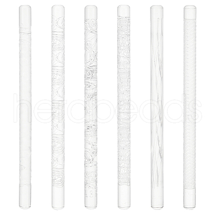 BENECREAT 6Pcs 6 Style Acrylic Carved Rolling Pin AJEW-BC0006-51-1