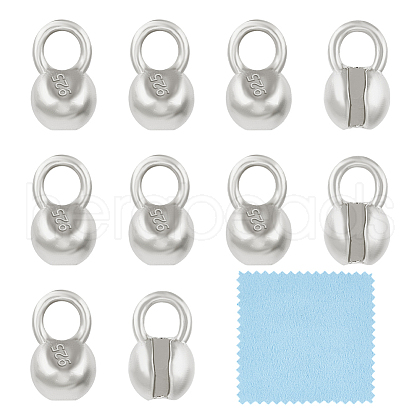 BENECREAT 925 Sterling Silver Bead Tips with Suede Fabric Square Silver Polishing Cloth FIND-BC0013-10B-1