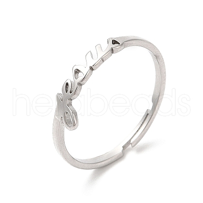 Non-Tarnish 304 Stainless Steel Word Adjustable Ring RJEW-L107-028P-1