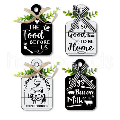 Wooden Pendant Decoration HJEW-WH0074-016-1