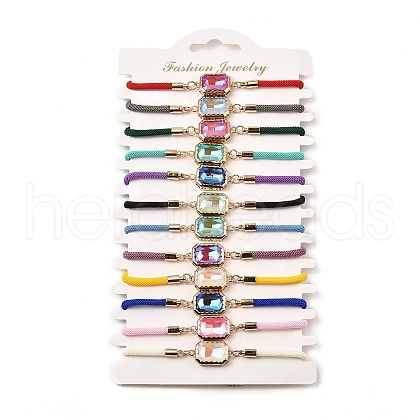 12Pcs 12 Colors Polyester Bracelets BJEW-P340-11G-1