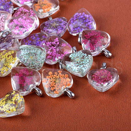 Heart Alloy Glass Pendants X-GLAA-Q049-20mm-03P-1