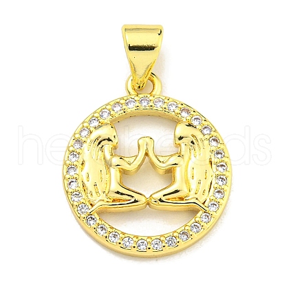 Brass Micro Pave Cubic Zirconia Pendants KK-K354-03G-12-1