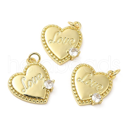 Brass Pave Cubic Zirconia  Pendants KK-Z028-02G-1