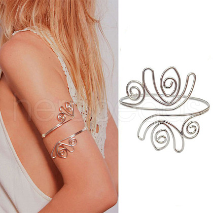 Flower Alloy Upper Arm Open Cuff Bangles WG9CF3D-10-1
