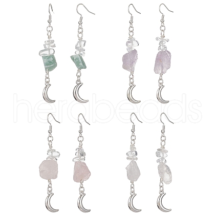 Natural Mixed Gemstone Chips Dangle Earrings EJEW-JE05433-1