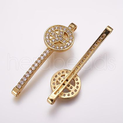 Brass Micro Pave Cubic Zirconia Links ZIRC-F053-14G-1
