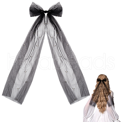 Long Bowknot Polyester Alligaor Hair Clips OHAR-WH20005-07A-1